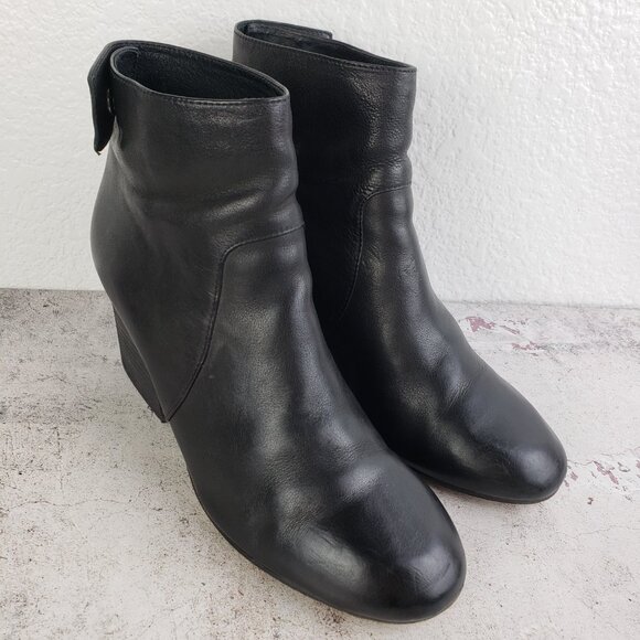 EILEEN FISHER Harris Tumbled Leather Ankle Bootie Black size 9 Lagenlook Goth - Picture 7 of 13